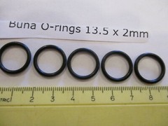 13.5mm ID x 17.5mm OD x 2mm thick O-ring. Buna-70. Quan 5.