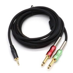 1/8 Inch Stereo To Dual 1/4 Inch Mono Y-Splitter Cable 3.5mm To 6.35mm 10Ft