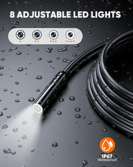 Endoscope Camera with Light, Dual Lens 1080P Industrial Borescope with 8 LED Lig