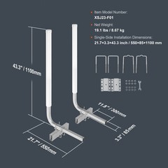 2PCS Adjustable Boat Trailer Guide Poles Rustproof Galvanized Steel with PVC