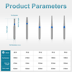 Dental Preparation Burs Full Crown Restoration FG 1.6mm Diamond Bur