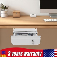 Under Desk Pull-Out Drawer, Lockable Sliding Storage Drawer, Under Desk Drawer