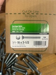 HILLMAN 10 POUNDS 3/8-16 x 2-1/2″ Carriage Bolts BRAND NEW