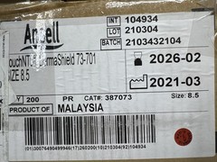 TouchNTuff Cleanroom Gloves DermaShield ANSELL 73-701 Size 8.5 Box 200 Exp: 2/26