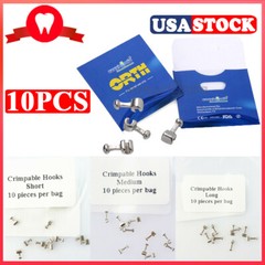 10Pcs Dental Orthodontic Crimpable Hooks Stainless Steel Hooks Short/Medium/Long