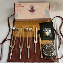 Calmcrest Tuning Forks Set 128Hz 136.1Hz 256Hz 384Hz with Case