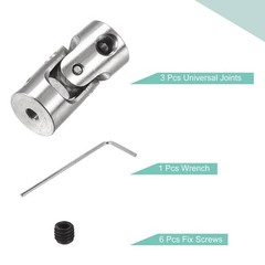 2mm to 2mm Rotatable Universal Joint Shaft Coupling L18 x D8 with Wrench 3Pcs