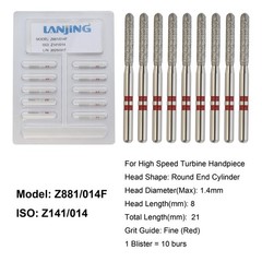 Dental Diamond Burs Zirconia Cutting Bur FG Round End Taper Football Fine Medium