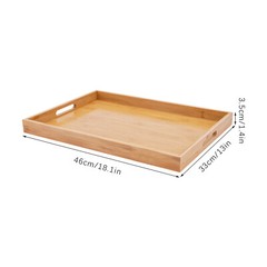 Bamboo Serving Trays 4-Piece Set Rectangular 18.1 × 13 × 1.4 In Log Color