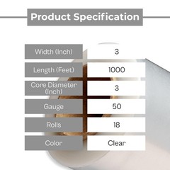 18 Rls Down Gauge Narrow Banding Stretch Wrap 50 Ga 3″x1000′ Clear + One Handle