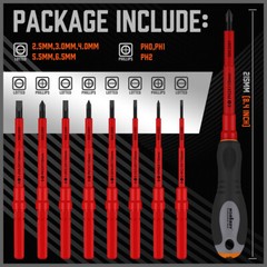 HORUSDY 1000v Insulated Screwdriver Set 10PC All-in One Magnetic Tip Elactrician