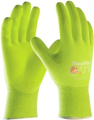 PIP 34-874FY MaxiFlex Ultimate HI VIS Micro Foam Nitrile Grip WORK GLOVES 12 PR