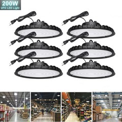 6 Pack 200W UFO LED High Bay Light Shop Industrial Commercial Factory Warehouse