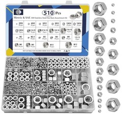 510 Pcs Sae And Metric Hex Nuts Assortment510 Portable Polished 3 Millimeters
