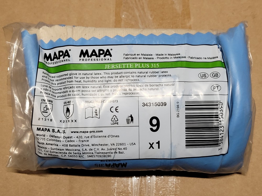 2 PAIRS MAPA PROFESSIONAL JERSETTE PLUS 315 SIZE 9 GLOVES