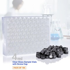 100x 4ml Clear Glass Vials w/ Screw Caps and Plastic Stoppers 1 Dram Sample Vial