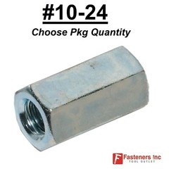 #10-24 (3/16″) Hex Threaded Rod Coupling Nut Female Thread Zinc 5/16″W 3/4″L