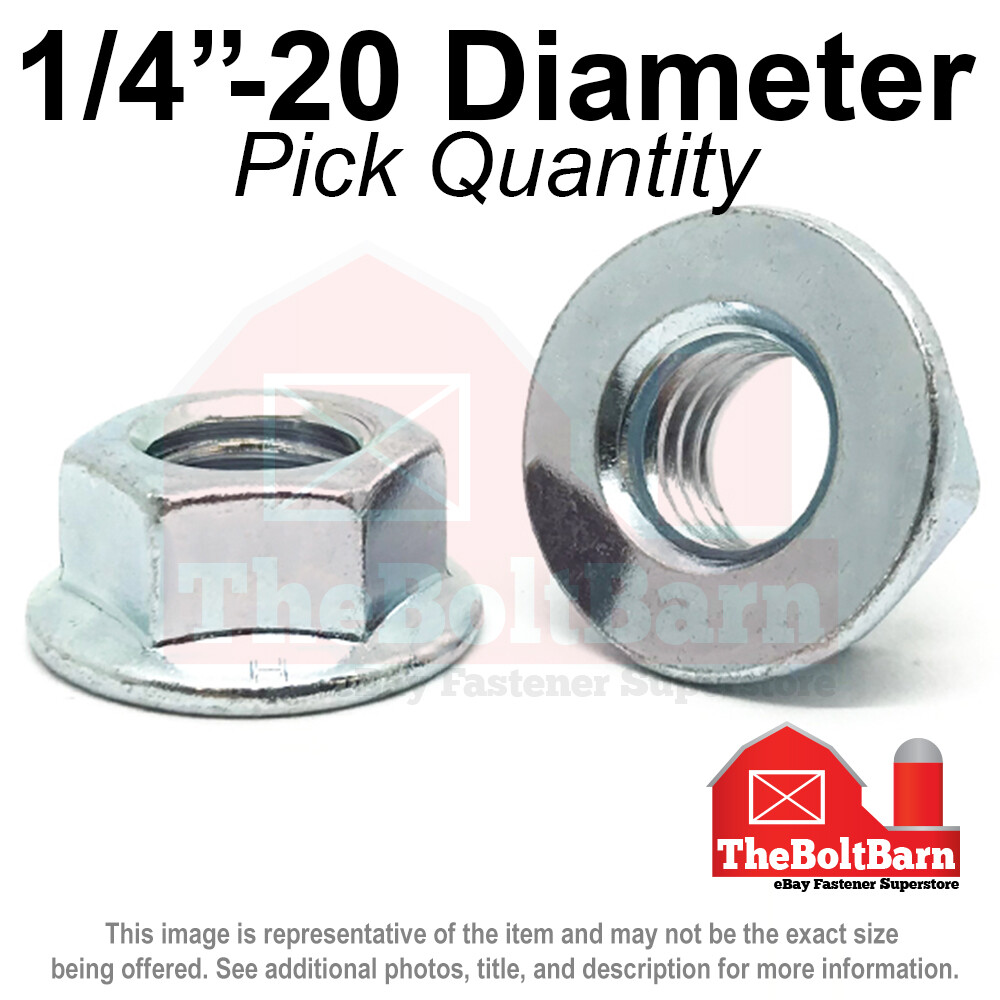 1/4″-20 Grade 5 Smooth Hex Flange Nuts Coarse Thread Zinc (Pick Qty)