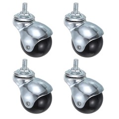 4pcs 2 Inch Ball Caster Wheels Threaded Stem Caster Silver Tone