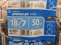 (1) New Southwire Sprinkler Wire, Low Volt 18/7 Black Solid, 50ft, Direct Burial