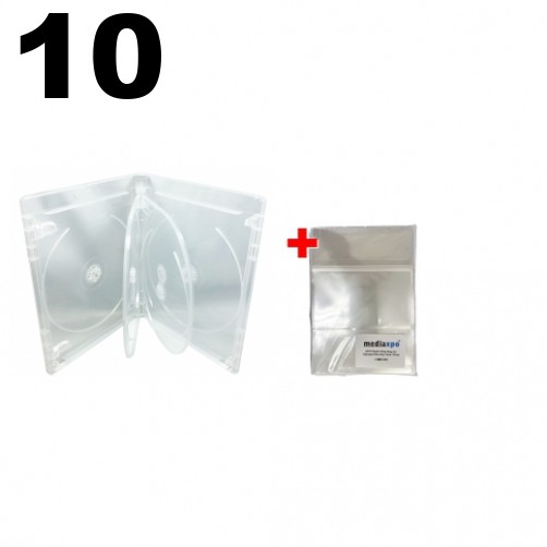 10 PREMIUM STANDARD Clear Blu-Ray 6 Disc Cases 14mm & 100 OPP Bags
