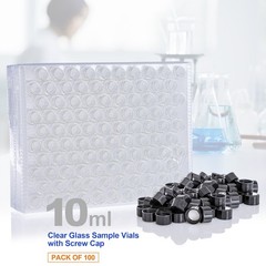 4ml/10ml Glass Vials withScrew Caps Clear Liquid Sample Vial Bottles Set of 100