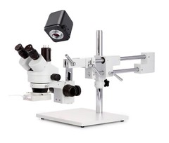 AmScope 7X-45X Trinocular Stereo Boom Microscope 8MP HDMI/WiFi/LAN Camera+70 LED
