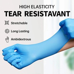 Blue Nitrile Medical Gloves Powder-Free Food Grade Disposable Glove 100 / 1000