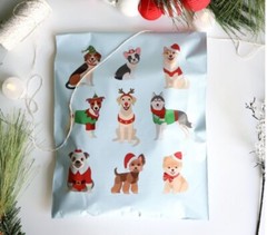 25 Christmas Poly Mailers Plastic Envelopes Shipping/Gift Bags Dogs SmileMail