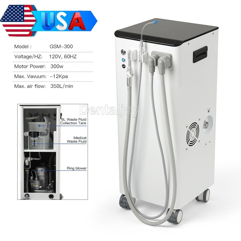 Portable Dental Mobile Suction Unit System Vacuum Pump High Volume 350L/min