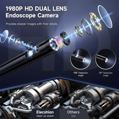 Endoscope Camera with Light, 1920P HD Borescope Camera with 8 LED Lights 16.4ft