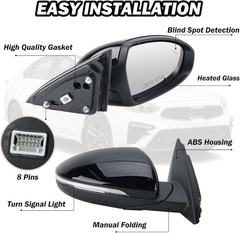 Right Passenger Side Mirror Fits 2019 2020 2021 2022 2023 KIA Forte Mirrors with