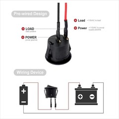 12V round Rocker Switch AC 6A/250V 10A/125V SPST 2 Pin 2 Position On/Off T