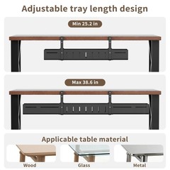 Sureup9 Under Desk Cable Management Tray Expandable 25.238.6 Heavy Duty Carbon