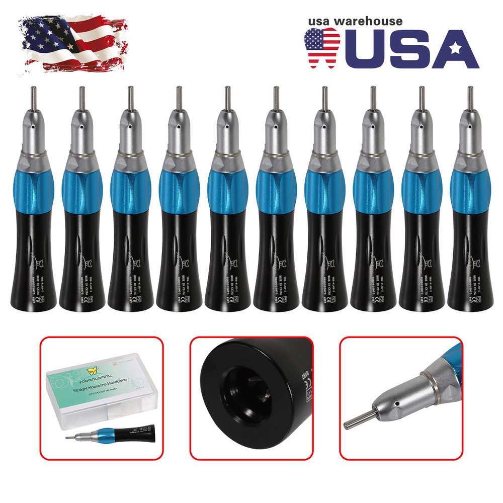10*Yabang Dental Slow Low Speed Handpiece Straight Nosecone 1:1 E-Type CE