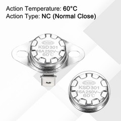 KSD301 Thermostat 60°C/140°F 16A N.C Adjust Snap Disc Temperature Switch 8 Pcs