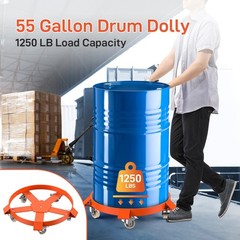 55 Gal Drum Dolly Heavy Duty Barrel Cart 1000/1250lbs with Swivel Casters Steel