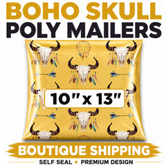 Boho Skull Poly Mailers 10×13 Designer Shipping Bags Self Seal Gothic