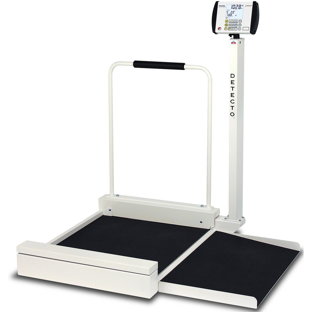 Detecto 6495 Stationary Wheelchair Scale w/ Handrail 800 lb x 0.2 lb, BMI, RS232