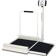 Detecto 6495 Stationary Wheelchair Scale w/ Handrail 800 lb x 0.2 lb, BMI, RS232