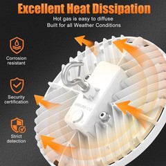 LED UFO High Bay BI Light 240W 200W 150W CCT 4500K to 5700K 100~277V Shop Light