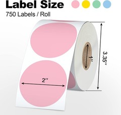 Misofuki 2″ 750 Labels White Circle Direct Thermal 2 inch (Diameter), C-1-wh