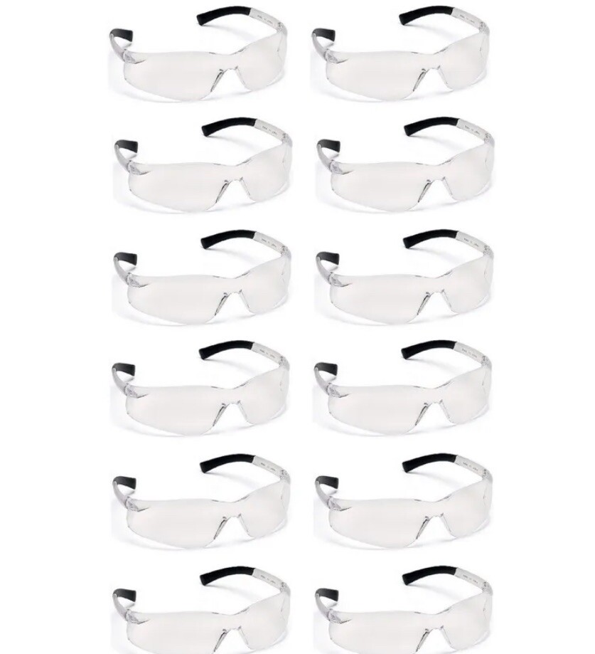 12 Pr NAPA Clear Safety Glasses Lens 99.9% UV Scratch Resistant W/RUBBER TEMPLE