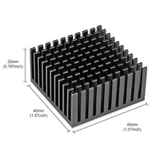 Black Aluminum Heat Sink 40x40x20mm with Thermal Conductive Adhesive Tape