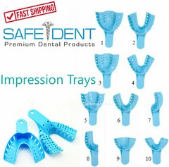 Dental Impression Trays Perforated Plastic Disposable Ped/S/M/L Upper/Lower 12Pk