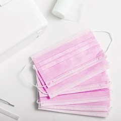 Case of 100 Boxes (5000Pcs) – Pink Disposable Face Masks 3-Ply Earloop Cover