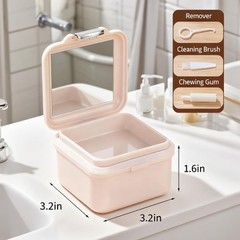 VEADOOLLY Denture Soaking Container Retainer 3.2 x x 1.6 inches, white