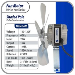 Appli Parts APFM-161E 16W refrigeration condenser and evaporator motor 115V 60Hz