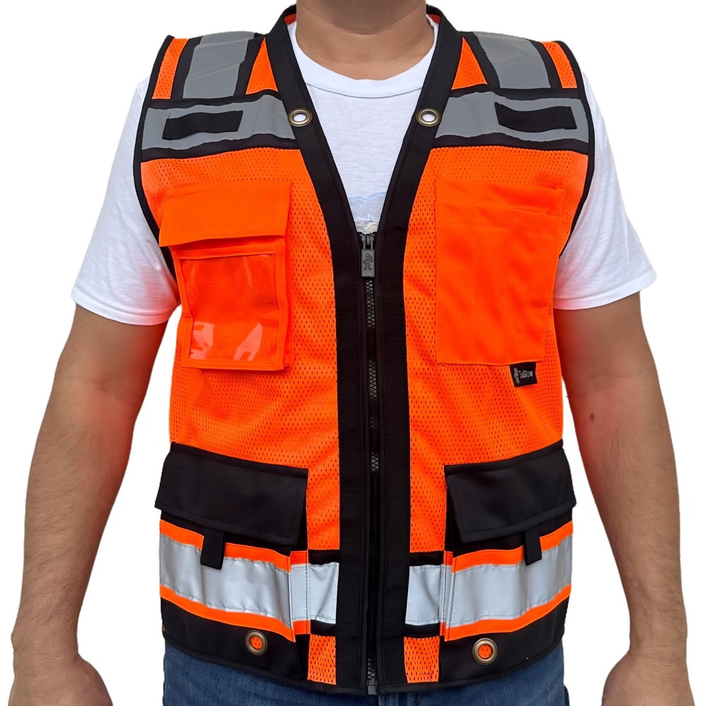 Super Duty Orange Mesh High Visibility Safety Vest, Class 3, Type R