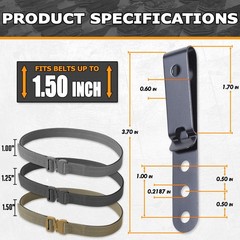 HolsterSmith Universal Metal Belt Clip for Holster Making – (Model 5) – (3-Ho…